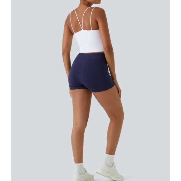 Halara Seamless Flow Ribbed Spaghetti Strap Cropped Sports Top Bra Sz XS Womens - Picture 8 of 9